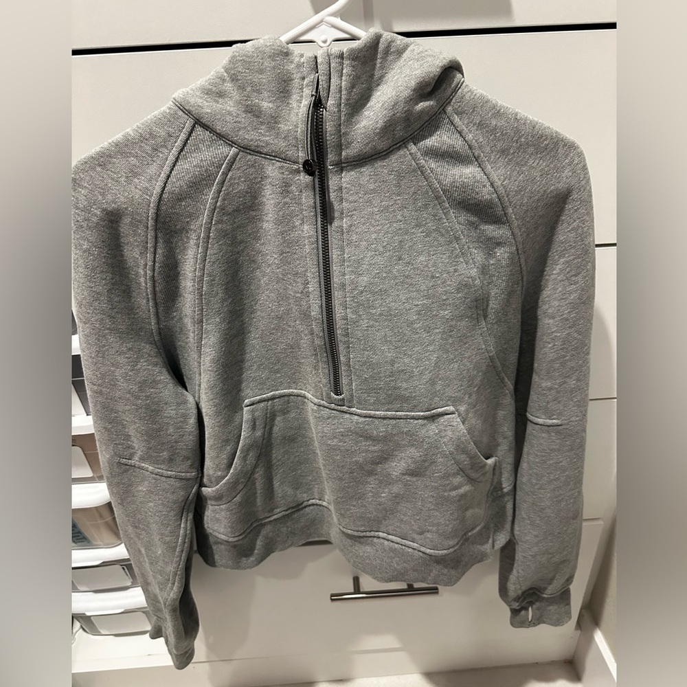 Gray Lululemon half zipped scuba sweatshirt